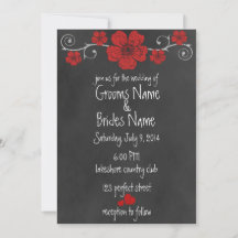 Wilde Rote Rosen Chalkboard Hochzeit Einladung