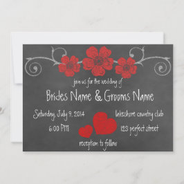 Wilde Rote Rosen Chalkboard Hochzeit Einladung