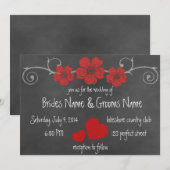 Wilde Rote Rosen Chalkboard Hochzeit Einladung (Vorne/Hinten)