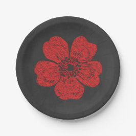 Wilde Rote Rosen Chalkboard Pappteller