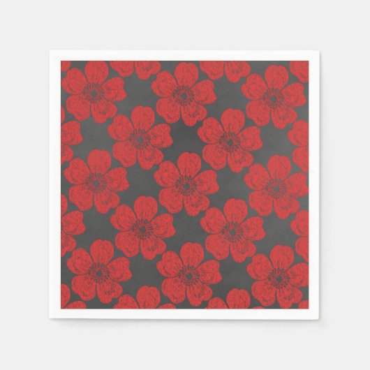 Wilde Rote Rosen Chalkboard Serviette (Vorderseite)