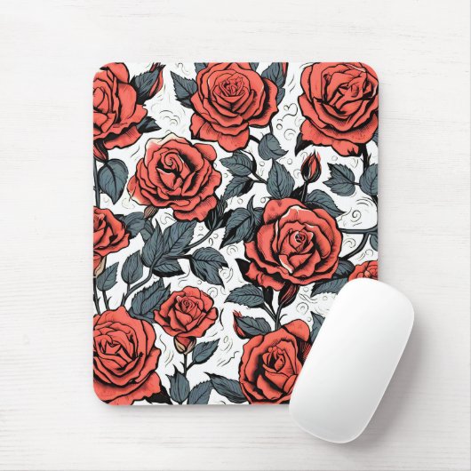 wilde rote Rosen Mousepad (Mit Mouse)