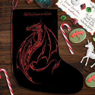 Wilde rote Stammes-Drachen-Silhouette Fantasy Kleiner Weihnachtsstrumpf