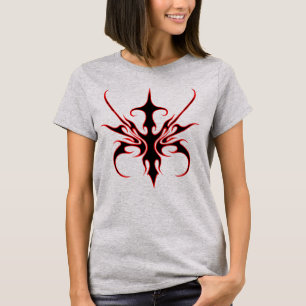 Wilde rote und schwarze Stammeslinien-Kunst-Illust T-Shirt