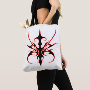 Wilde rote und schwarze Stammeslinien-Kunst-Illust Tasche