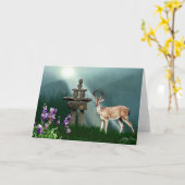 Wilde Rotwild u. Inukshuk Wildnis-Gruß-Karten Karte (Gelbe Blume)