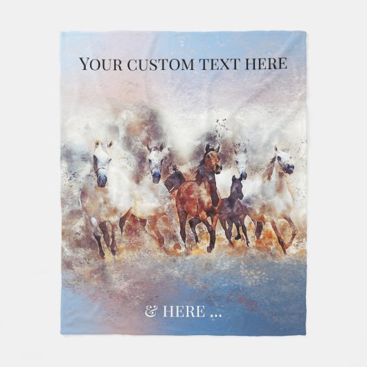 Wilde Running Pferde Feine Kunst Fleece Blanket (Vorderseite)