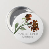 Wilde rustische Blume | Burnt Orange Floral Weddin Button (Vorne & Hinten)