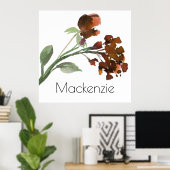 Wilde rustische Blume | Orange Bohemisch Custom Bu Poster (Heimbüro)