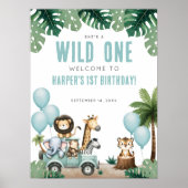 Wilde Safari 1. Geburtstags-Willkommen Poster (Vorne)