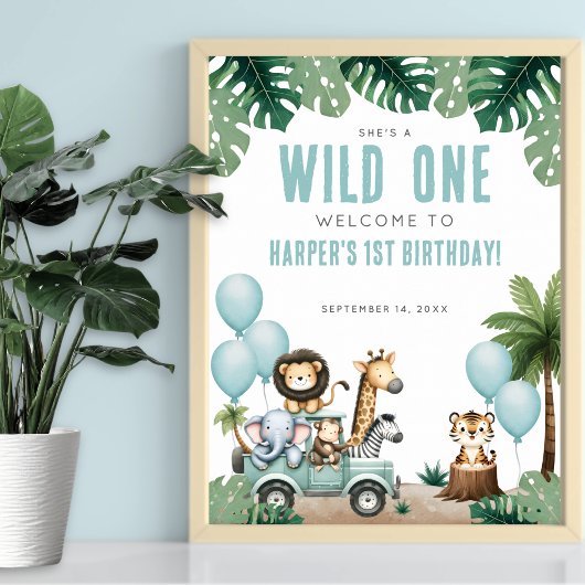 Wilde Safari 1. Geburtstags-Willkommen Poster