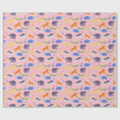 Wilde Safari auf rosa Wrapping Paper Geschenkpapier (Flach)