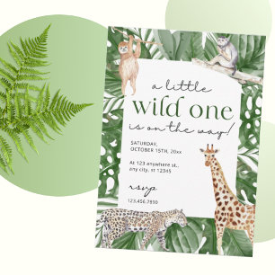 Wilde Safari-Baby-Party-Einladung Dschungel-Tiere Einladung