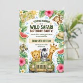 Wilde Safari-Geburtstagsfeier Einladung (Stehend Vorderseite)
