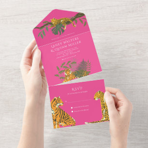 Wilde Safari-Großkatzen-Hochzeit - Alles in einer  All In One Einladung