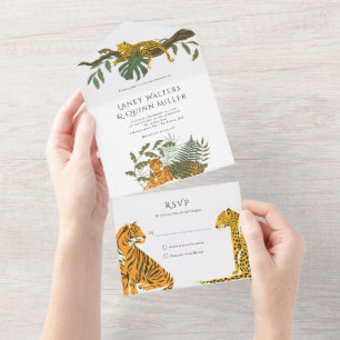 Wilde Safari-Großkatzen-Hochzeit - Alles in einer  All In One Einladung