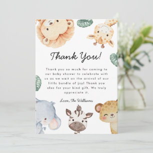 Wilde Safari-Tier-Baby-Shower-Dekoration Dankeskarte