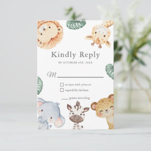 Wilde Safari-Tier-Baby-Shower-Dekoration RSVP Karte