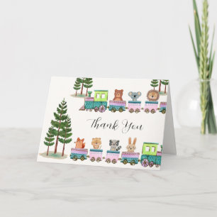 Wilde Safari-Tiere Choo Choo Zug Baby Shower Dankeskarte