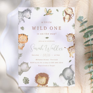 Wilde Safari-Tiere Junge Baby-Party Einladung