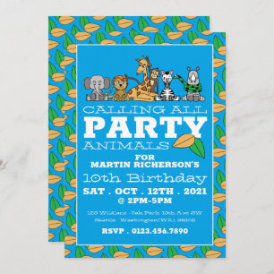 Wilde Safari-Tiere, Kinder-Geburtstagsparty Einladung