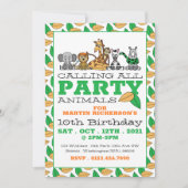 Wilde Safari-Tiere, Kinder-Geburtstagsparty Einladung (Vorderseite)