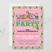 Wilde Safari-Tiere, Kinder-Geburtstagsparty Einladung (Vorderseite)