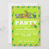 Wilde Safari-Tiere, Kinder-Geburtstagsparty Einladung (Vorderseite)
