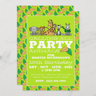 Wilde Safari-Tiere, Kinder-Geburtstagsparty Einladung