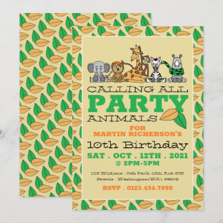 Wilde Safari-Tiere, Kinder-Geburtstagsparty Einladung