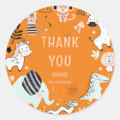 Wilde Safari-Tiere Kindergeburtstag vielen Dank Runder Aufkleber (Vorderseite)