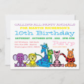 Wilde Safari-Tiere, Kinderpartys Einladung (Vorderseite)