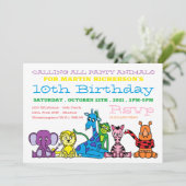 Wilde Safari-Tiere, Kinderpartys Einladung (Stehend Vorderseite)