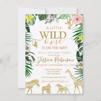 Wilde Safari-Tiere Mädchen Baby-Party Einladung