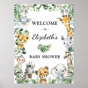 Wilde Safari-Tiere Rustikale Grünpflanzen Baby Wil Poster