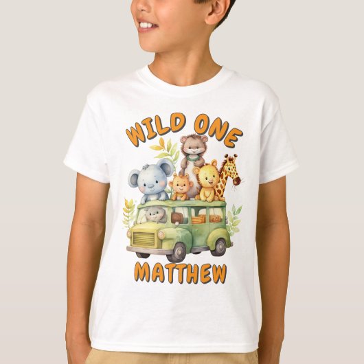 Wilde Safaritiere Jungen Geburtstag T-Shirt (Vorderseite)