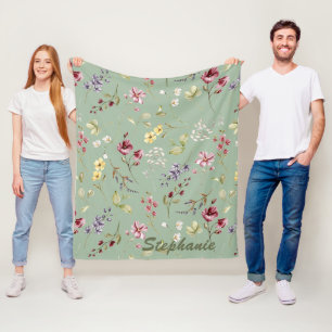 Wilde Salbei-Grün-Brautjungfer-Geschenk mit indivi Fleecedecke