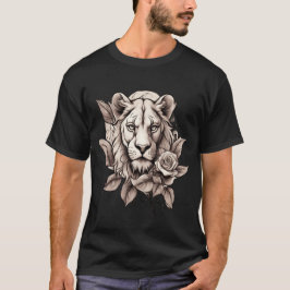 Wilde Schönheit: Lioness Rose Tattoo Design T-Shirt