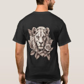 Wilde Schönheit: Lioness Rose Tattoo Design T-Shirt (Rückseite)