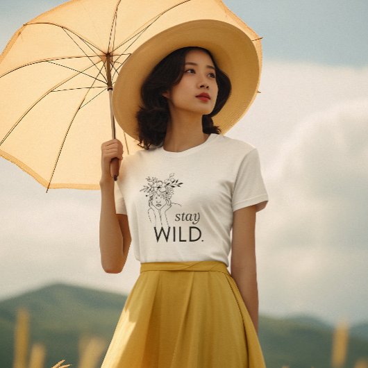 Wilde Schwarz-Weiß-Wildblumen Minimalistisch bleib T-Shirt