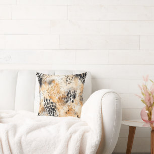 Wilde schwarze Creme Leoparden-Tier-Blumen Kissen
