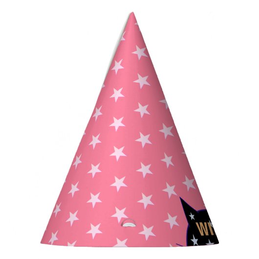 Wilde schwarze Katzen und rosa Sterne Partyhütchen (Links)