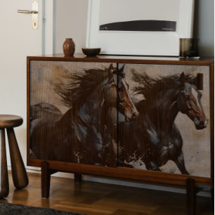 Wilde schwarze Pferde Decoupage Seidenpapier