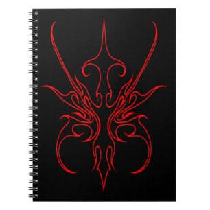 Wilde schwarze und rote Stammeslinien-Kunst-Illust Notizblock
