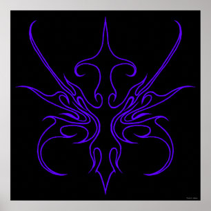 Wilde schwarze und violette Stammeslinienkunst Poster