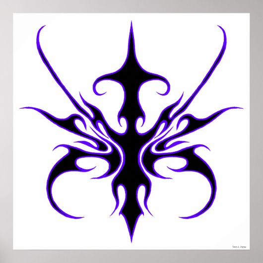 Wilde schwarze und violette Stammeslinienkunst Poster (Vorne)