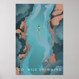 Wilde Schwimmbäder Reiseplakat Poster