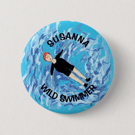 Wilde Schwimmerinnen Kaltwasserschwimmgeschenk Button (Vorderseite)