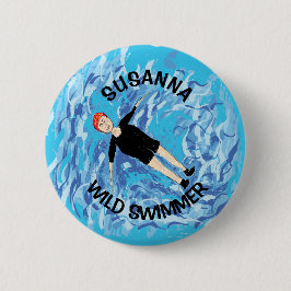 Wilde Schwimmerinnen Kaltwasserschwimmgeschenk Button