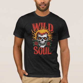 Wilde Seele – Flammender Schädel & Rosen T-Shirt